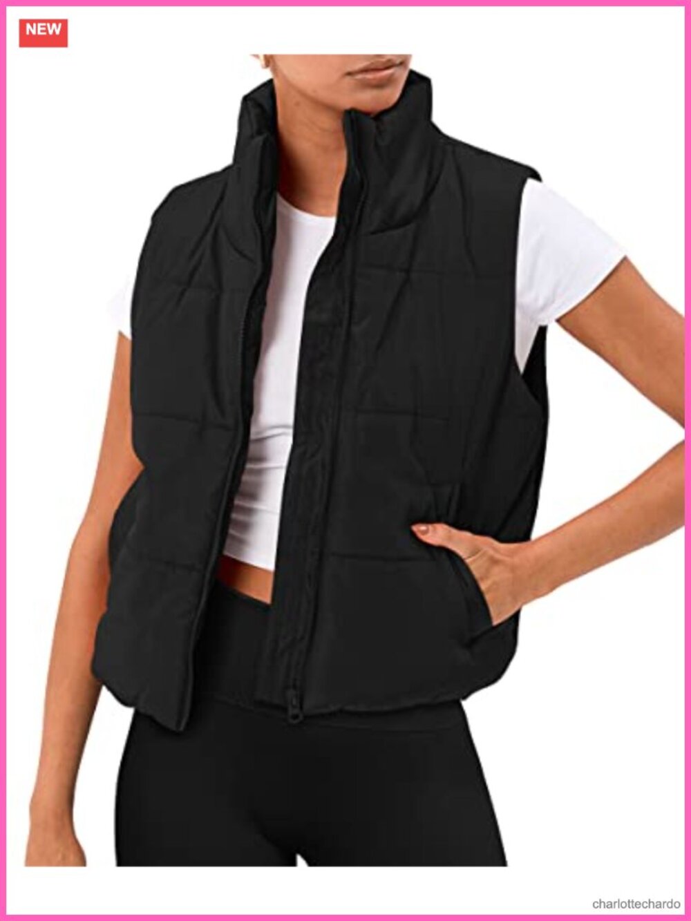 Women's Cropped Puffer Vest Lightweight Quilted Sleeveless Winter